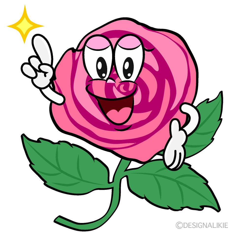 Posing Pink Rose Cartoon Character Image