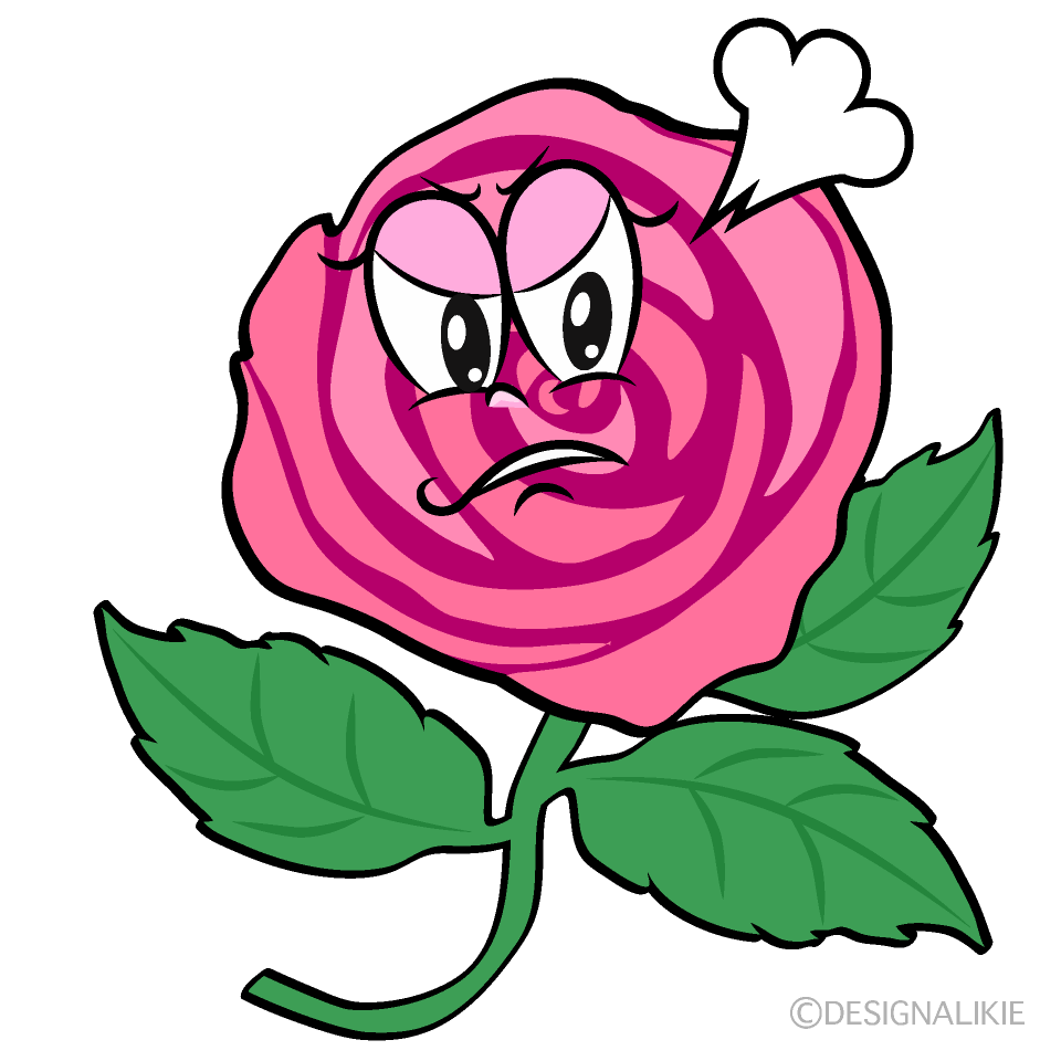 Angry Pink Rose Cartoon Character Image