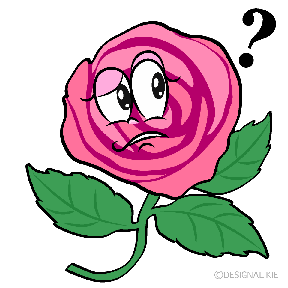 Thinking Pink Rose Cartoon Character Image