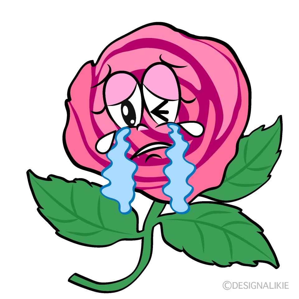 Crying Pink Rose Cartoon Character Image