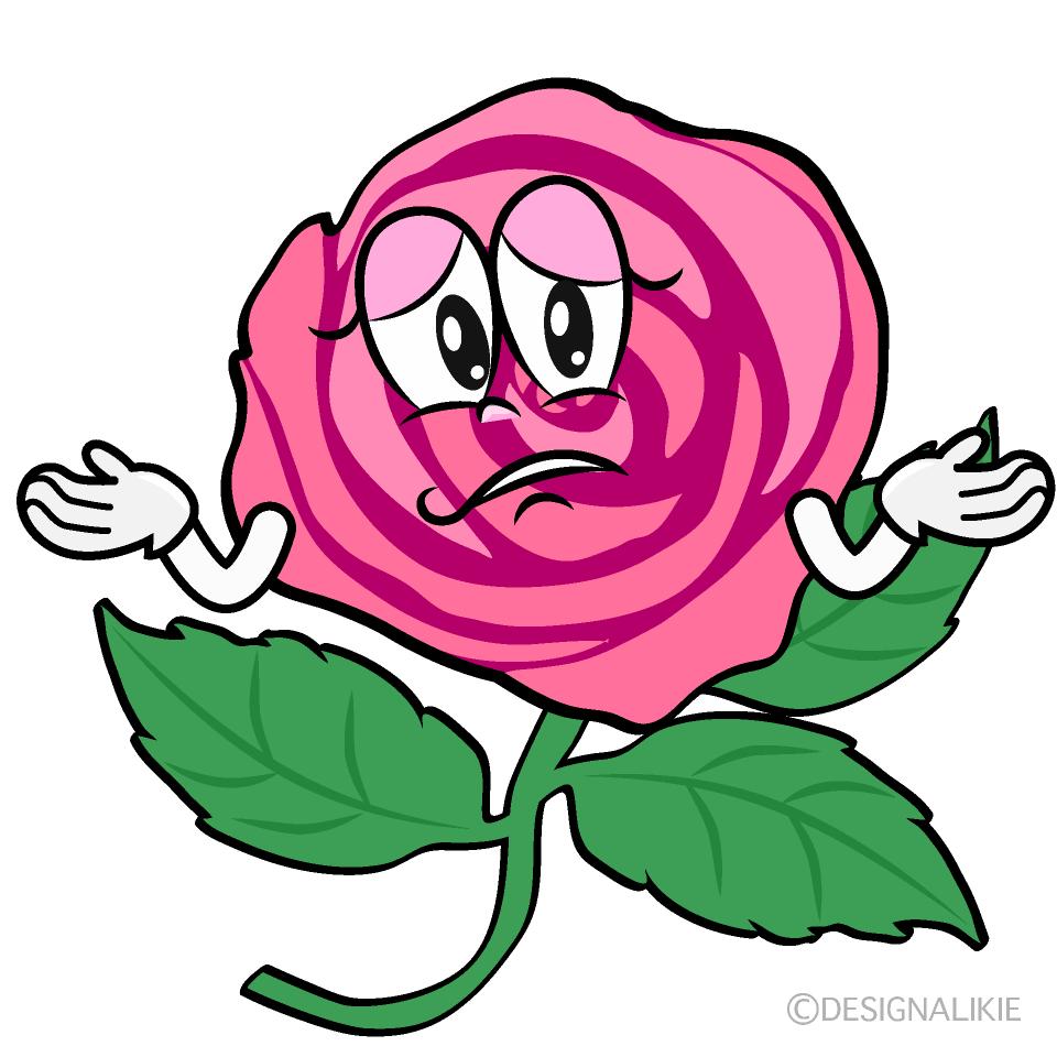 Troubled Pink Rose Cartoon Character Image