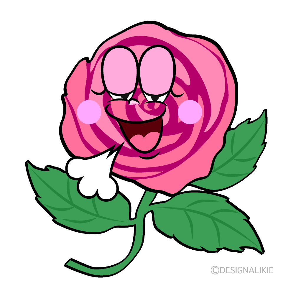 Relaxing Pink Rose Cartoon Character Image