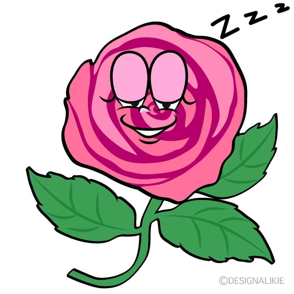 Sleeping Pink Rose Cartoon Character Image