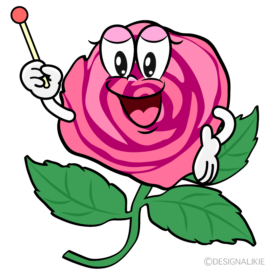 Speaking Pink Rose Cartoon Character Image