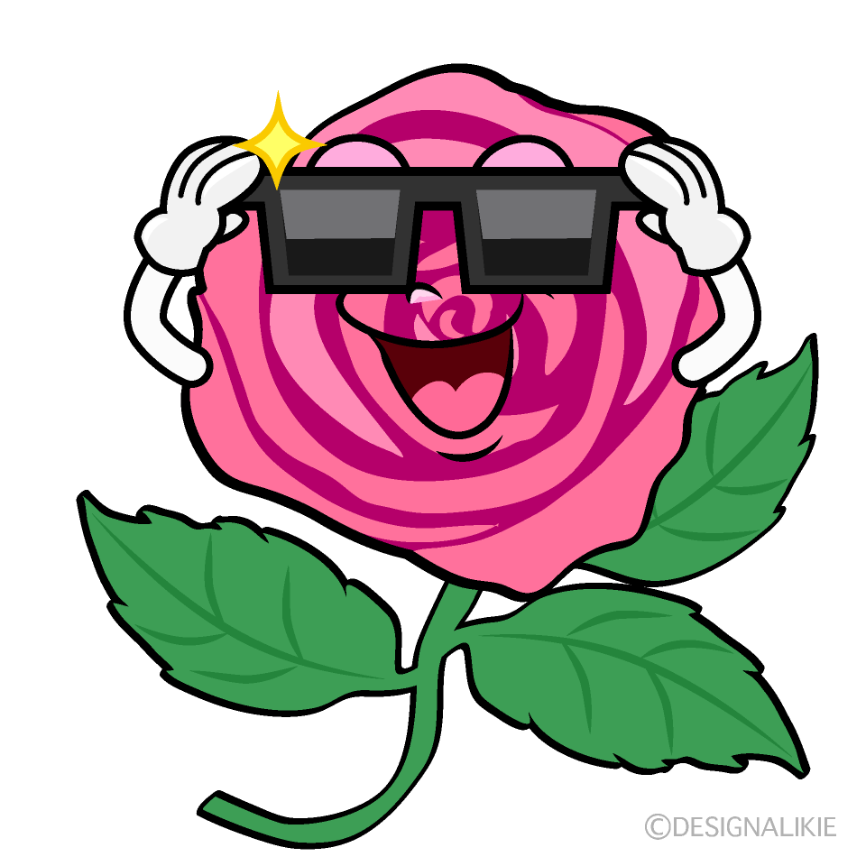 Cool Pink Rose Cartoon Character Image