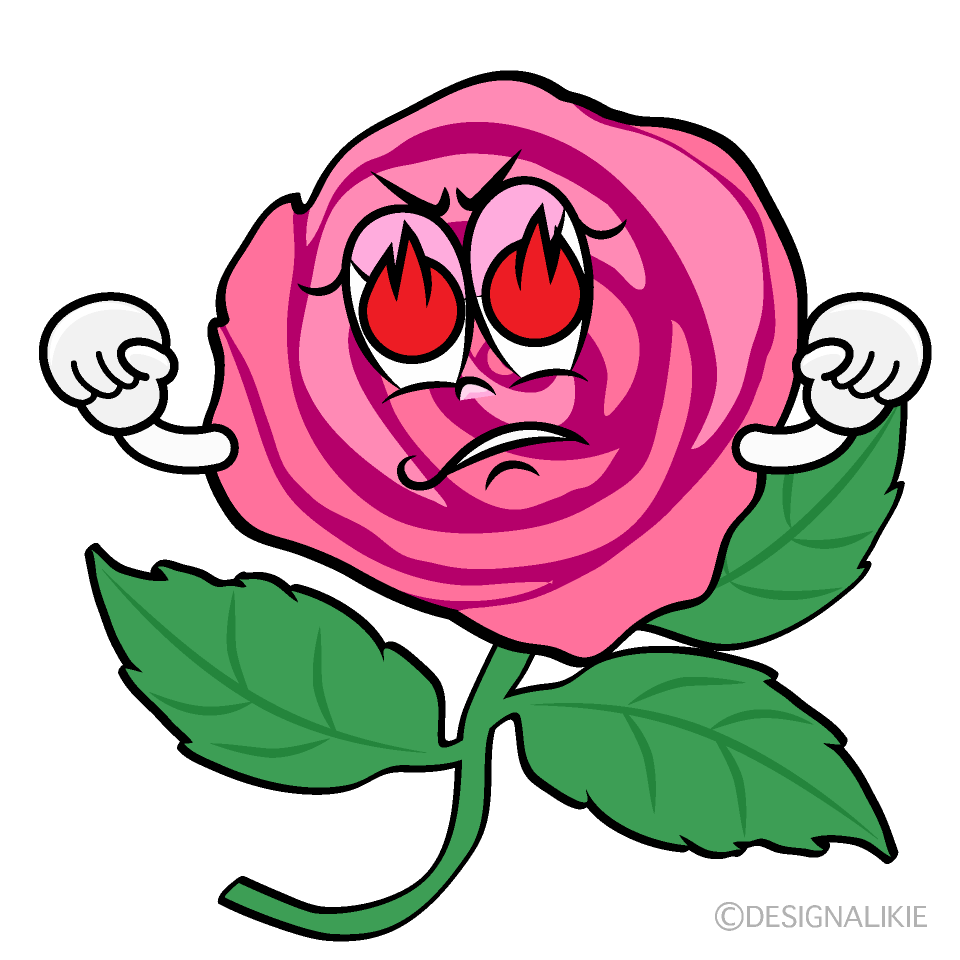 Enthusiasm Pink Rose Cartoon Character Image