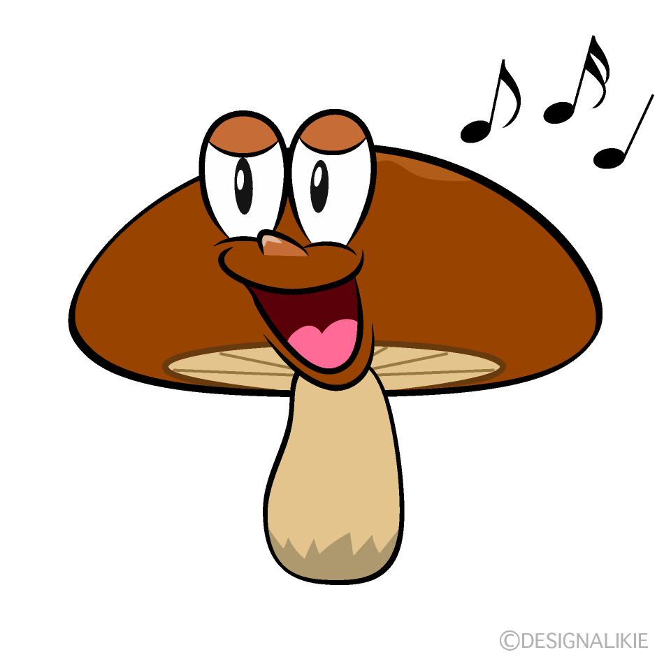 Singing Brown Mushroom Cartoon Character Image