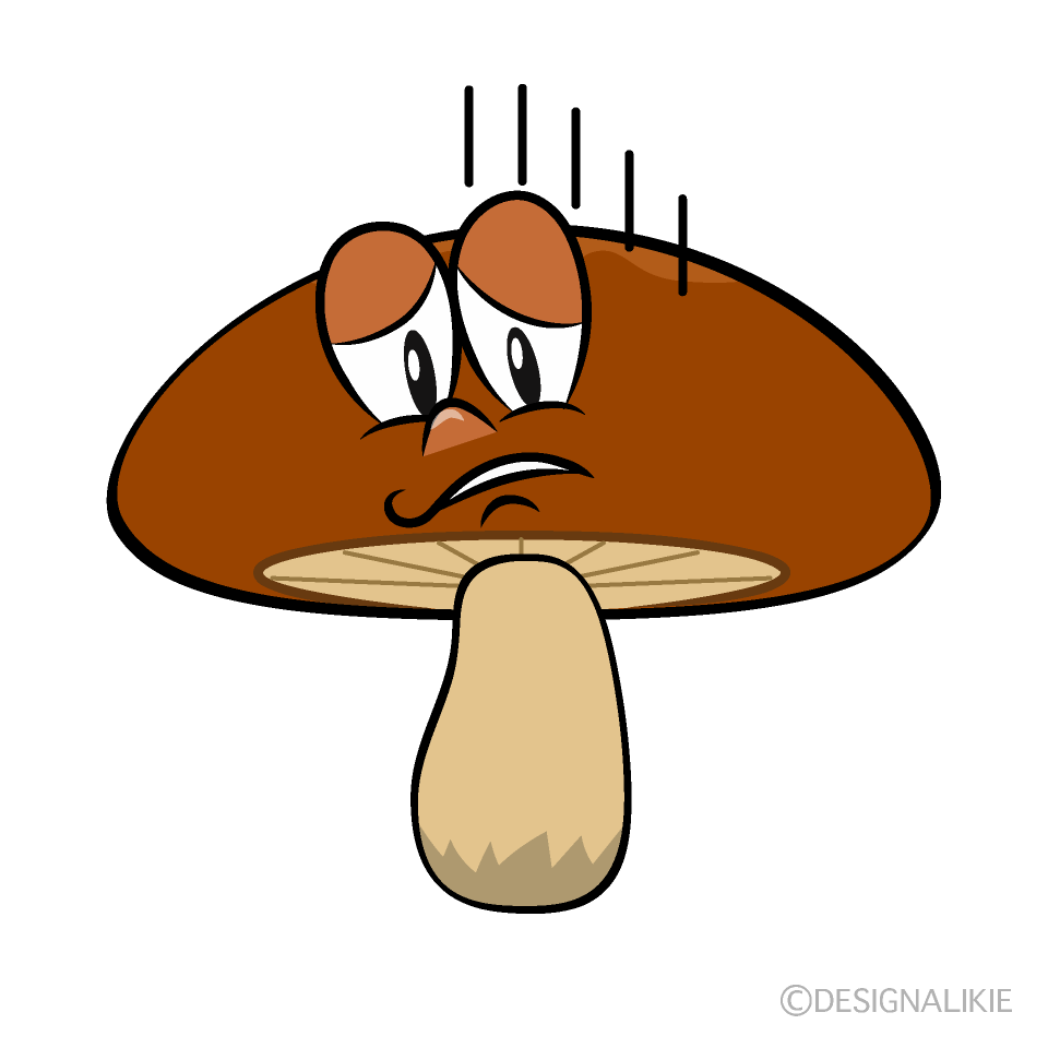 Depressed Brown Mushroom Cartoon Character Image