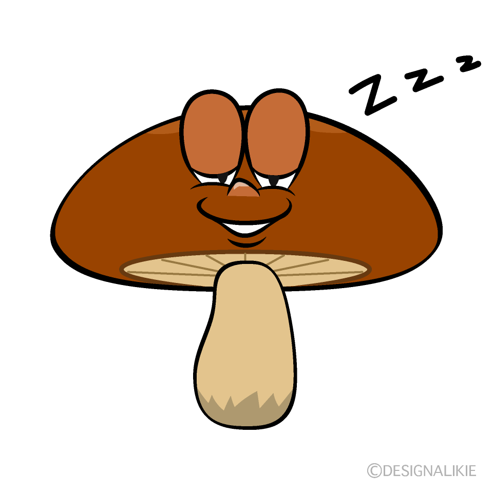 Sleeping Brown Mushroom Cartoon Character Image