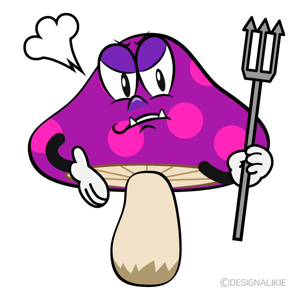 Angry Poisonous Mushrooms Cartoon Character Image