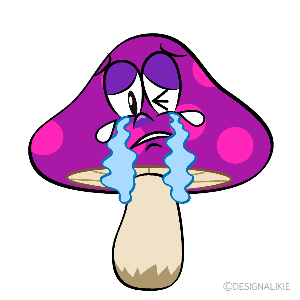 Crying Poisonous Mushrooms Cartoon Character Image