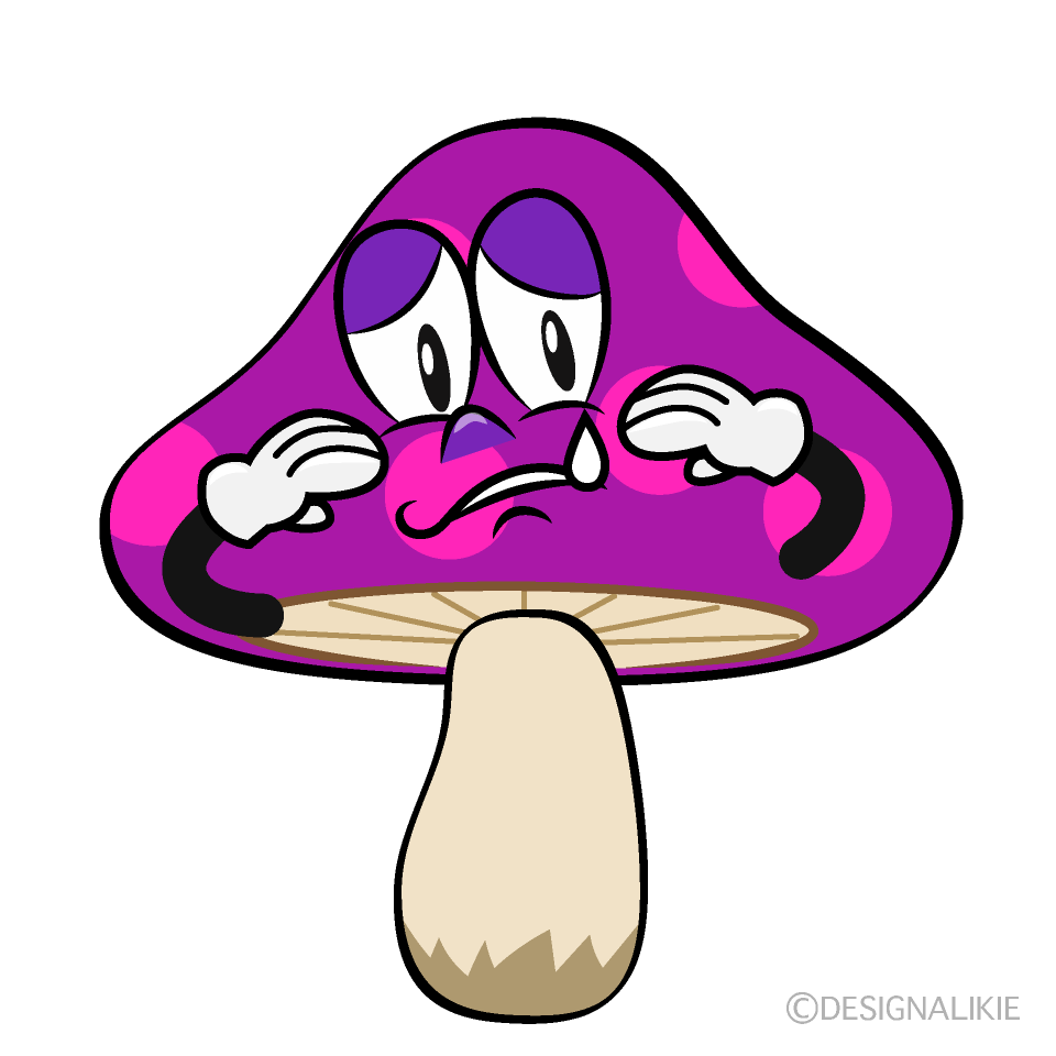 Sad Poisonous Mushrooms Cartoon Character Image