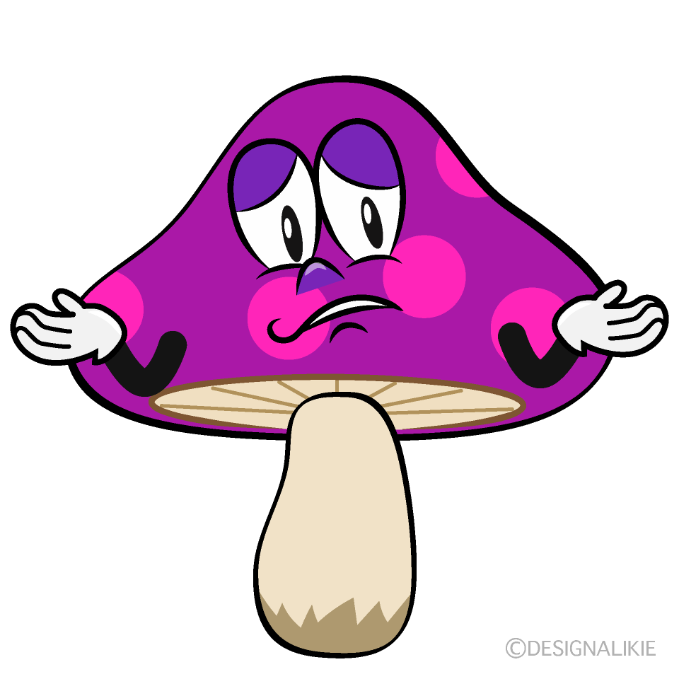 Troubled Poisonous Mushrooms Cartoon Character Image