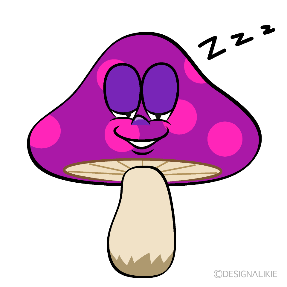 Sleeping Poisonous Mushrooms Cartoon Character Image