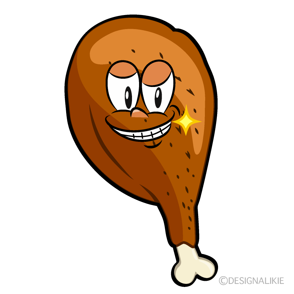 Grinning Fried Chicken Cartoon Character Image