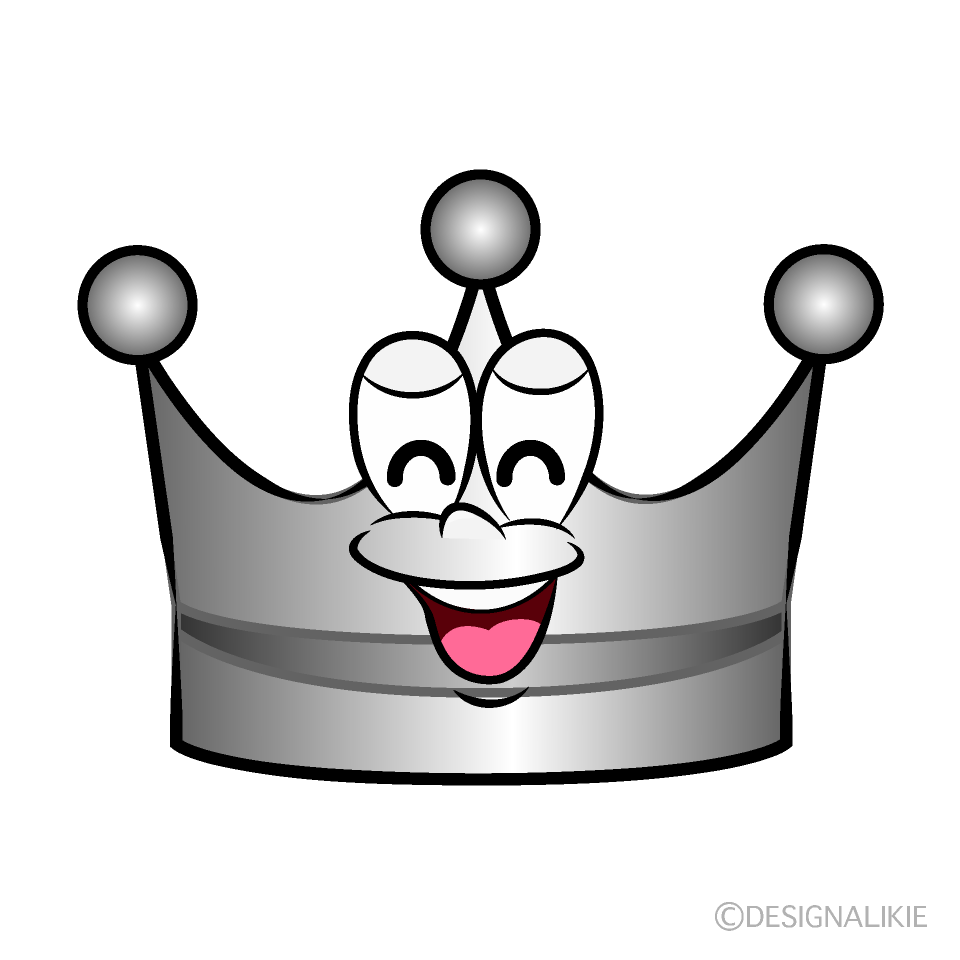 Smiling Silver Crown Cartoon Character Image