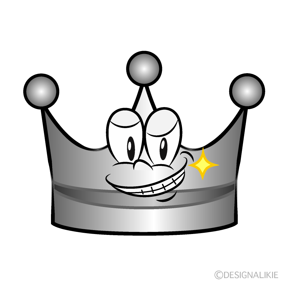 Grinning Silver Crown Cartoon Character Image