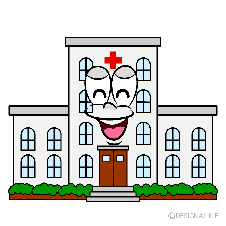 Smiling Hospital Building Cartoon Character Image