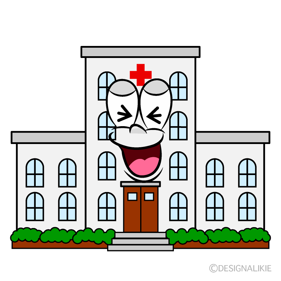 Laughing Hospital Building Cartoon Character Image