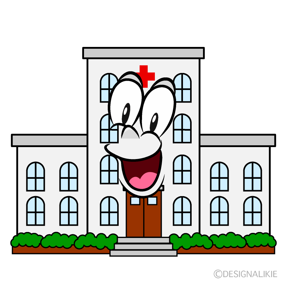 Surprising Hospital Building Cartoon Character Image