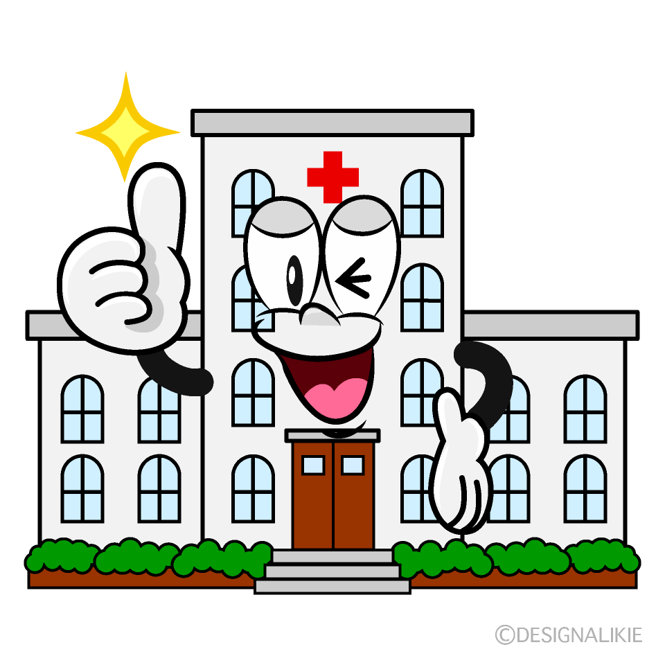 Thumbs up Hospital Building Cartoon Character Image