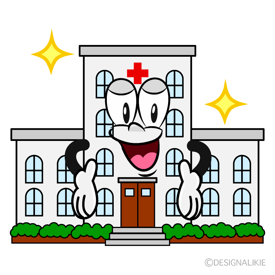 Glitter Hospital Building Cartoon Character Image