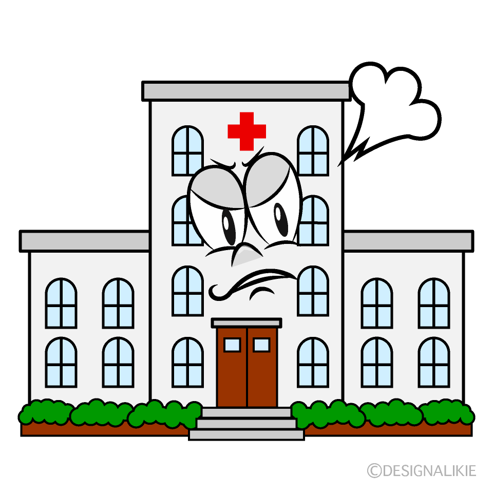 Angry Hospital Building Cartoon Character Image