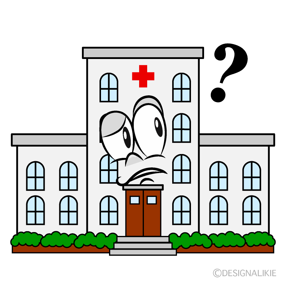 Thinking Hospital Building Cartoon Character Image