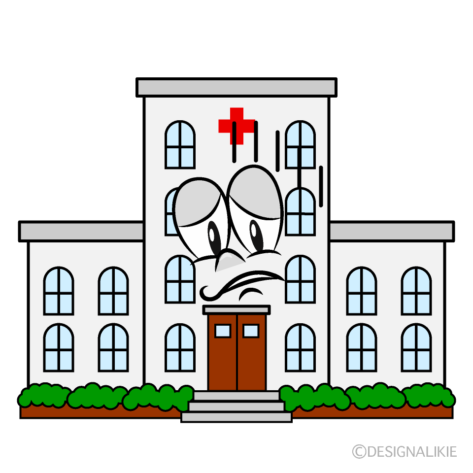 Depressed Hospital Building Cartoon Character Image