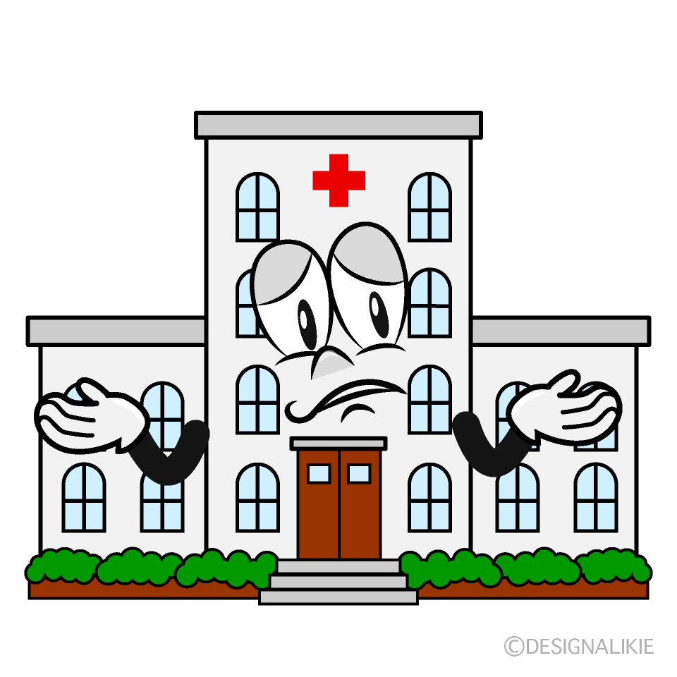 Troubled Hospital Building Cartoon Character Image