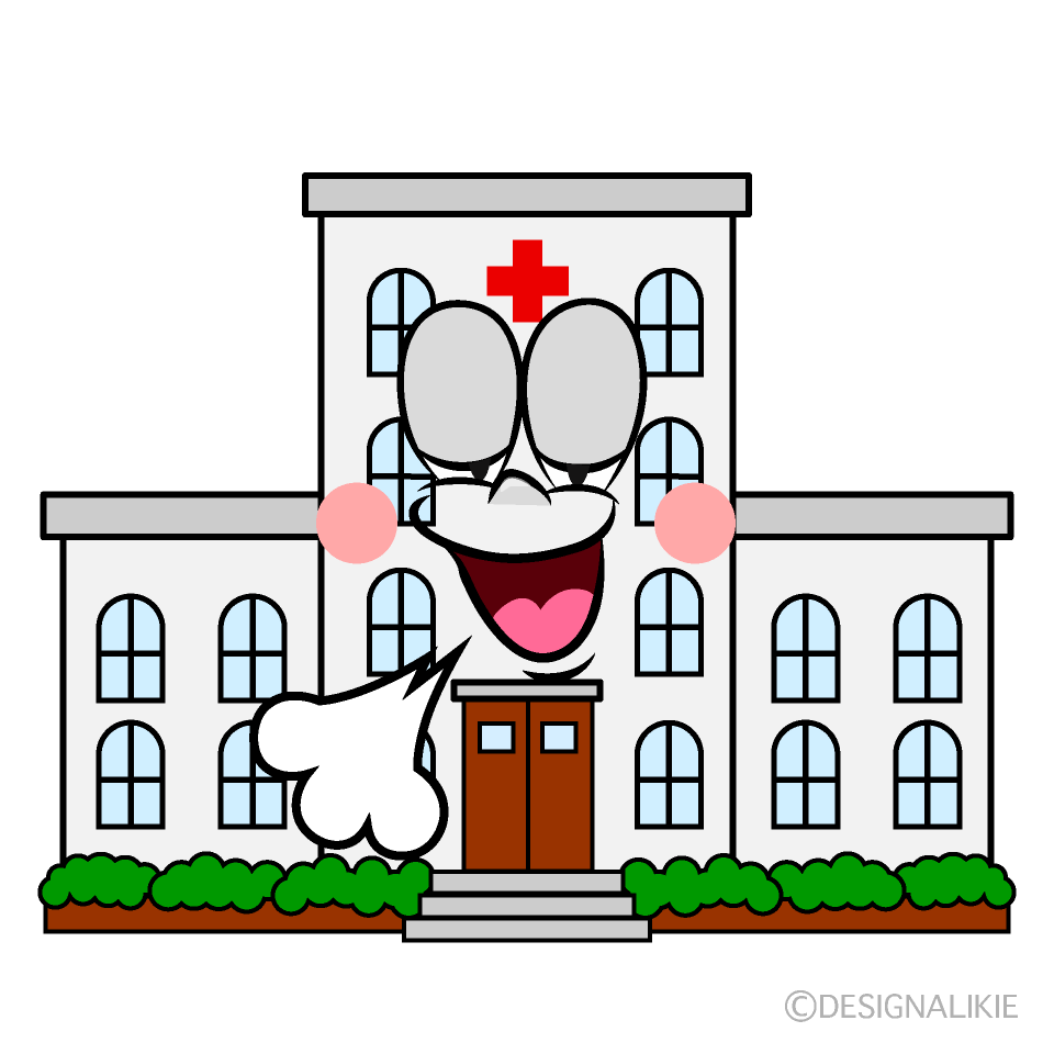 Relaxing Hospital Building Cartoon Character Image