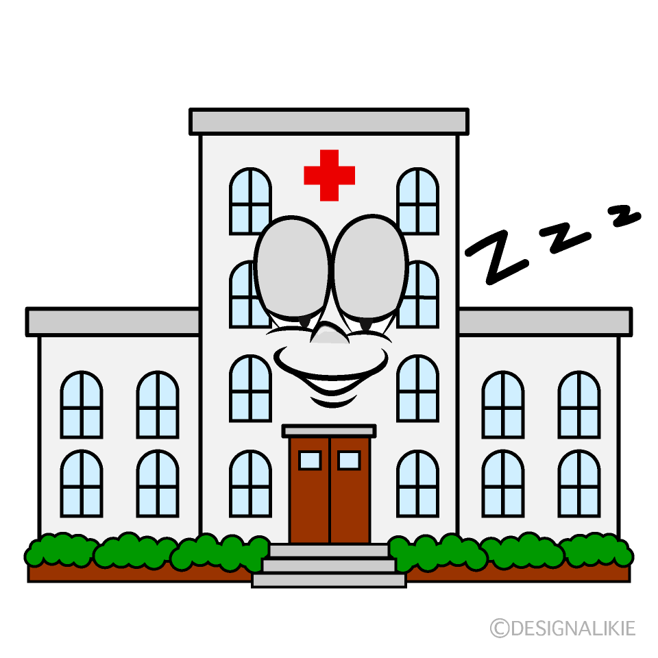 Sleeping Hospital Building Cartoon Character Image