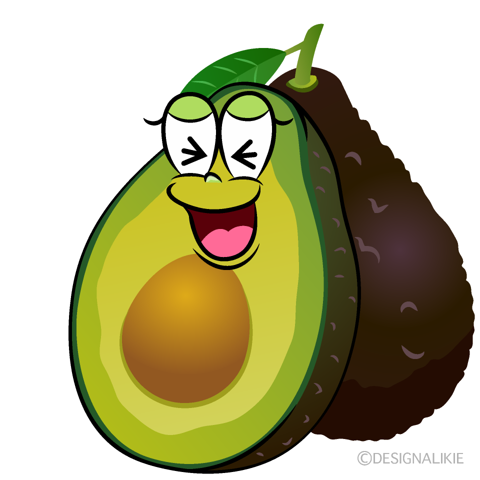 Laughing Fresh Avocado Cartoon Character Image