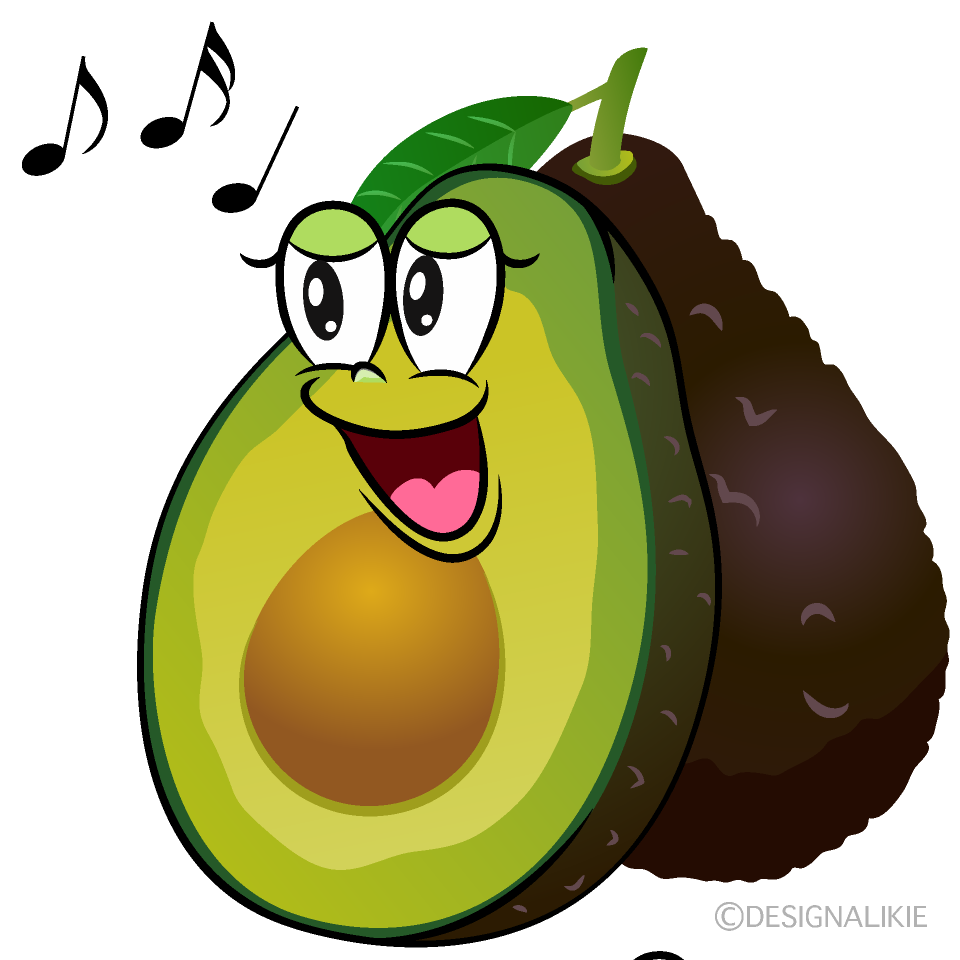 Singing Fresh Avocado Cartoon Character Image