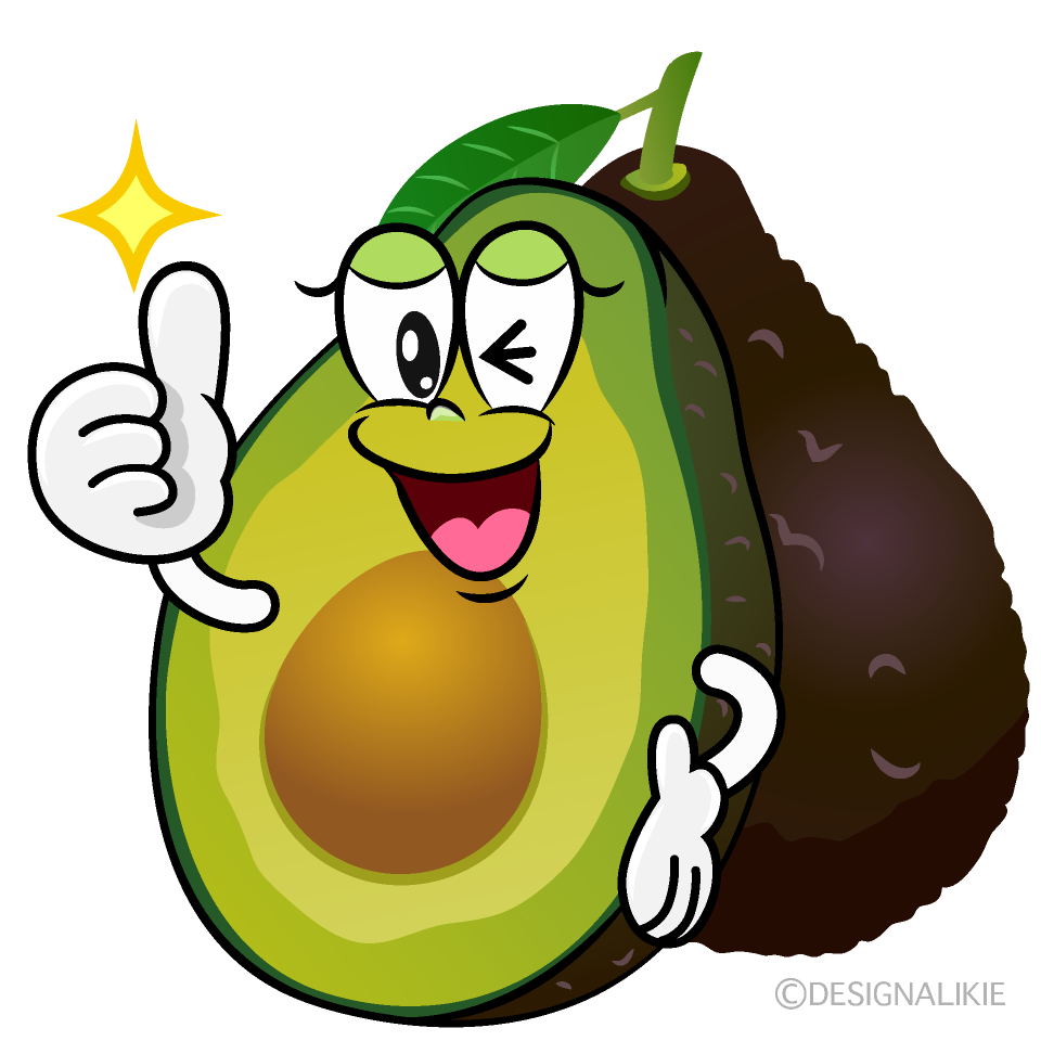 Thumbs up Fresh Avocado Cartoon Character Image