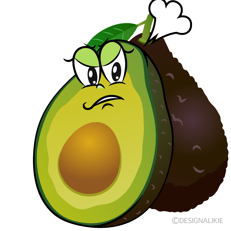 Angry Fresh Avocado Cartoon Character Image