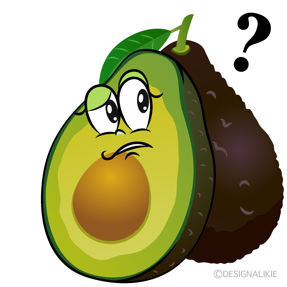 Thinking Fresh Avocado Cartoon Character Image