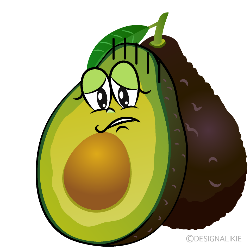 Depressed Fresh Avocado Cartoon Character Image