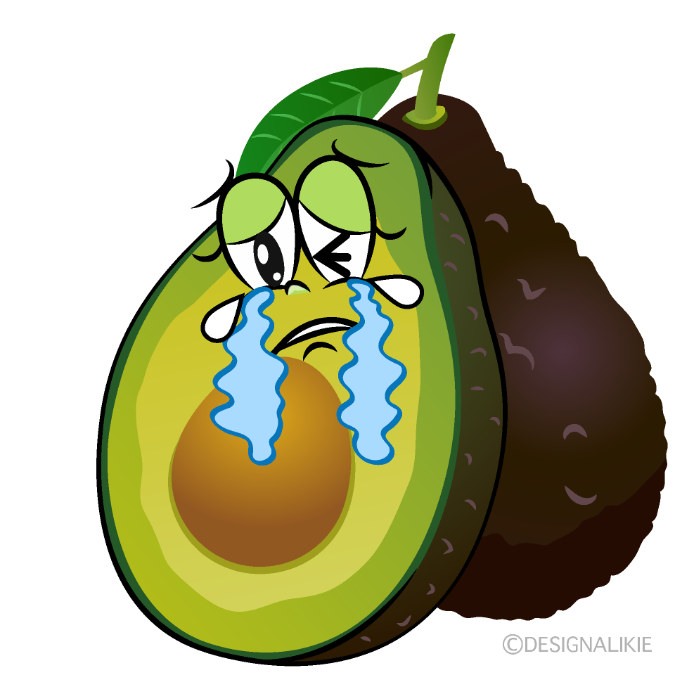 Crying Fresh Avocado Cartoon Character Image