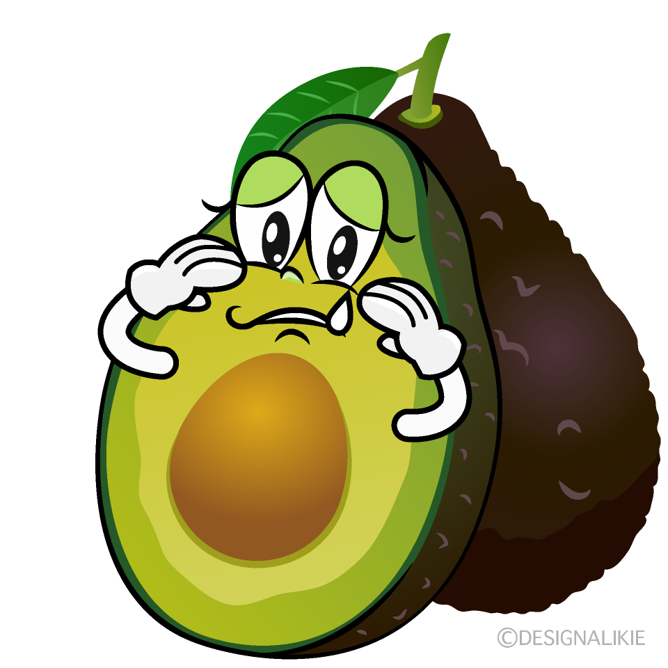 Sad Fresh Avocado Cartoon Character Image