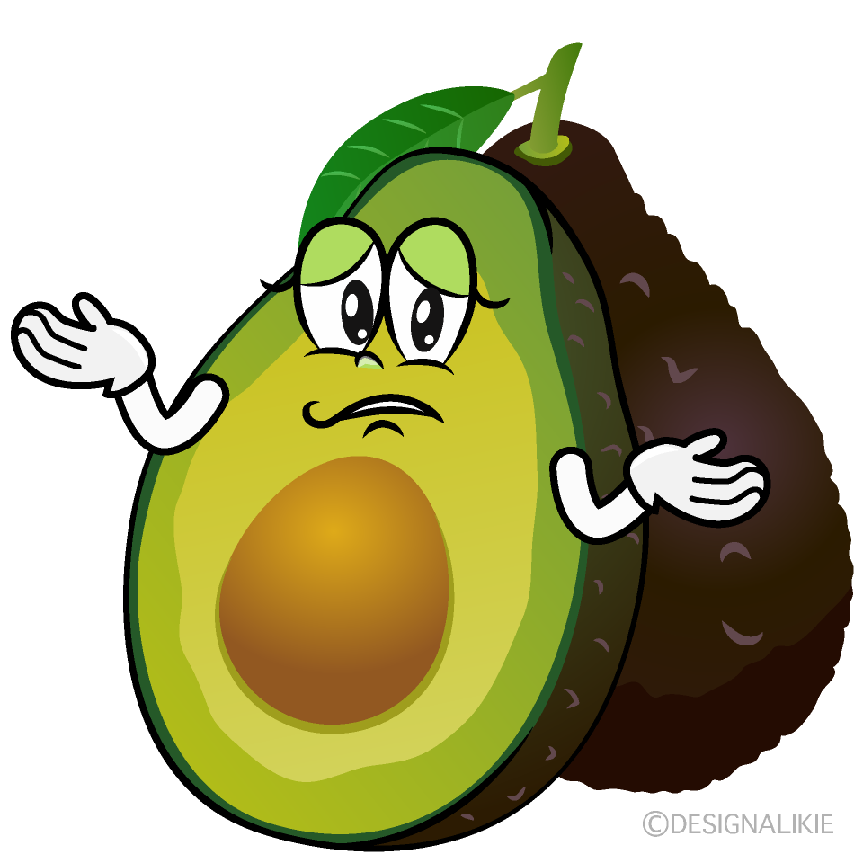 Troubled Fresh Avocado Cartoon Character Image