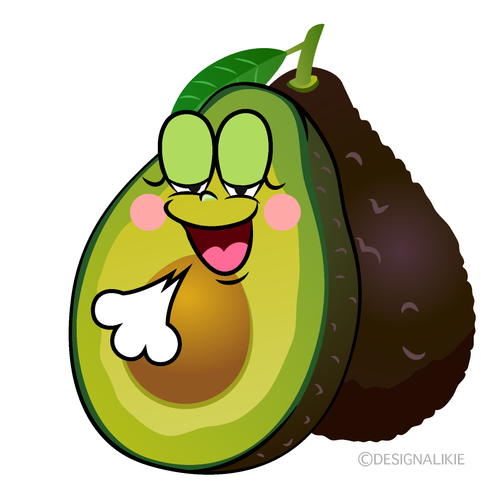 Relaxing Fresh Avocado Cartoon Character Image