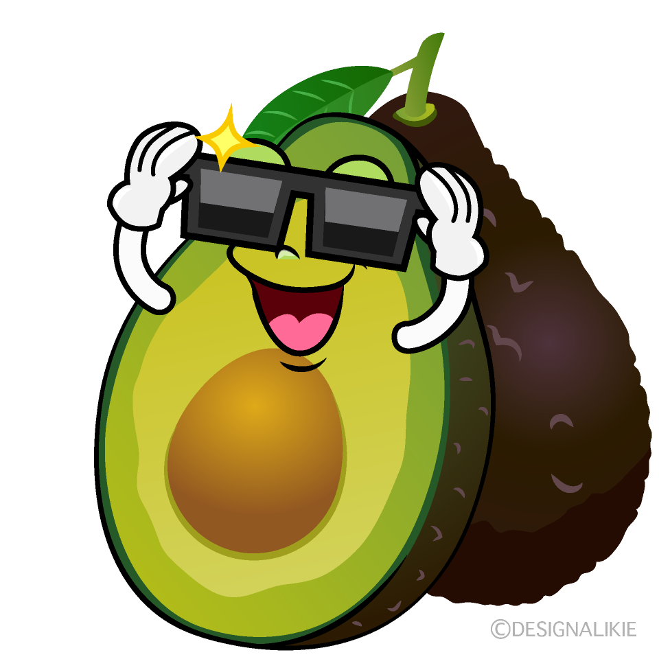 Cool Fresh Avocado Cartoon Character Image