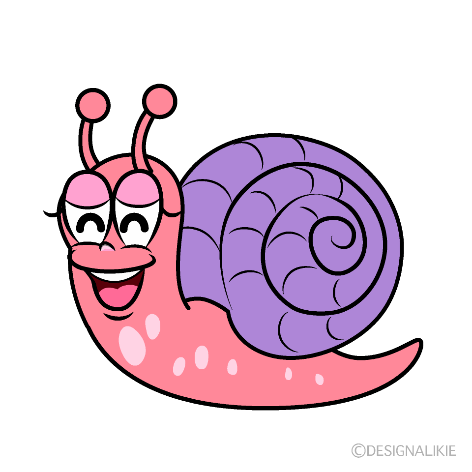 Smiling Pink Snail Cartoon Character Image