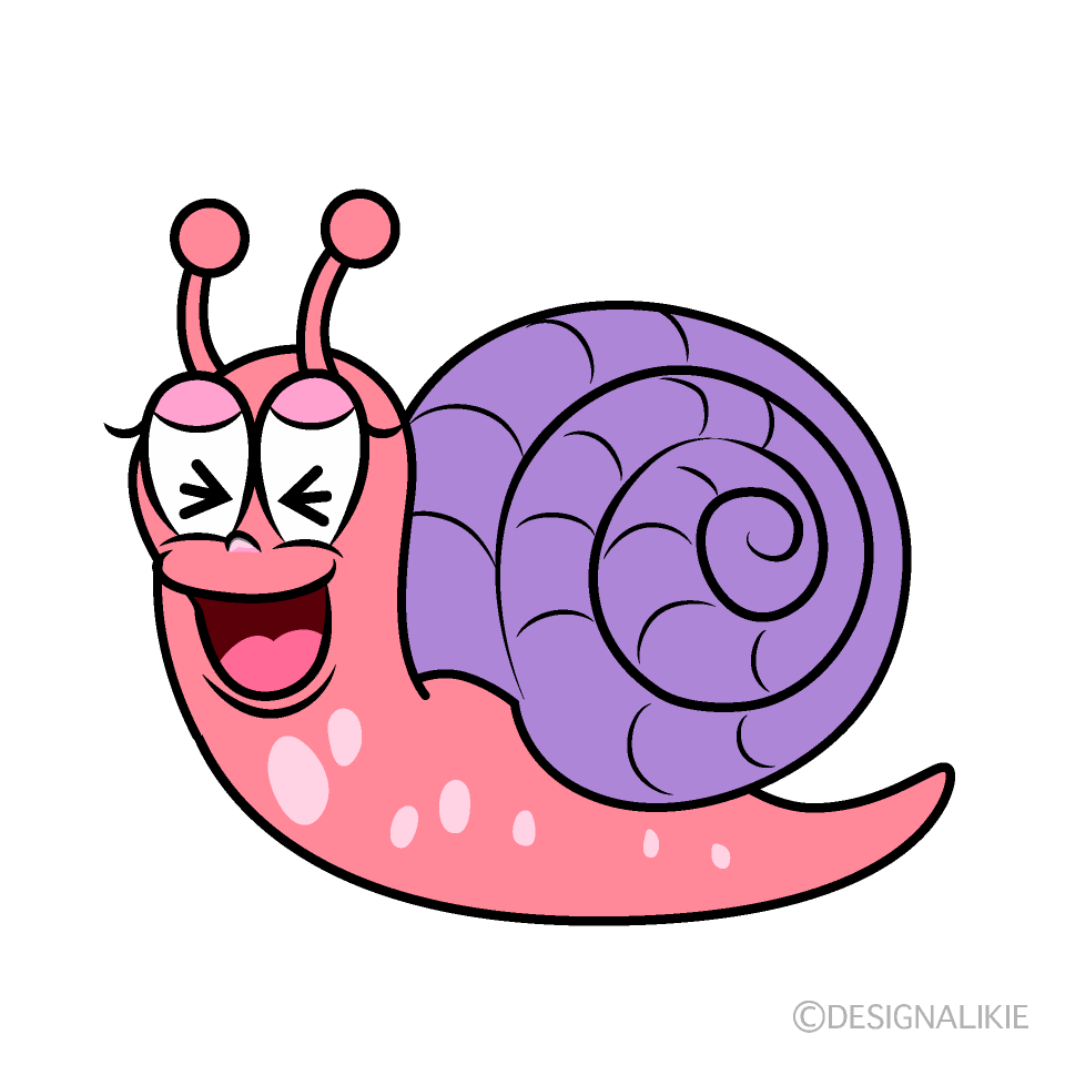 Laughing Pink Snail Cartoon Character Image