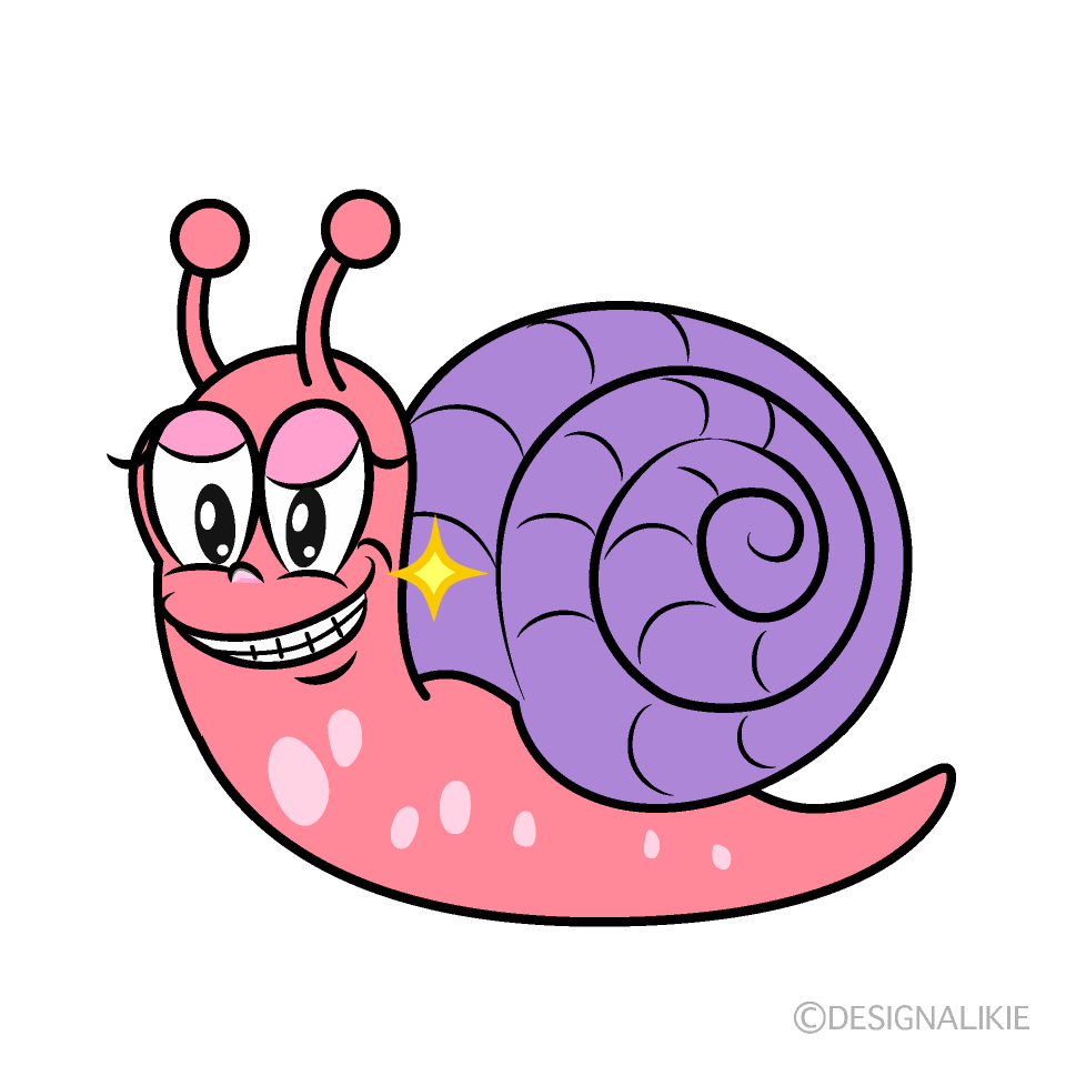 Grinning Pink Snail Cartoon Character Image