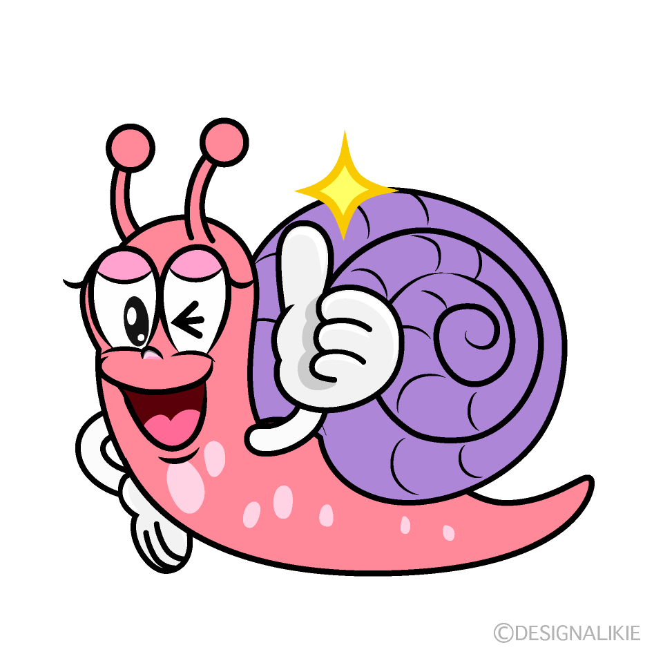 Thumbs up Pink Snail Cartoon Character Image