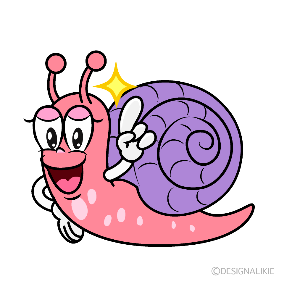 Posing Pink Snail Cartoon Character Image