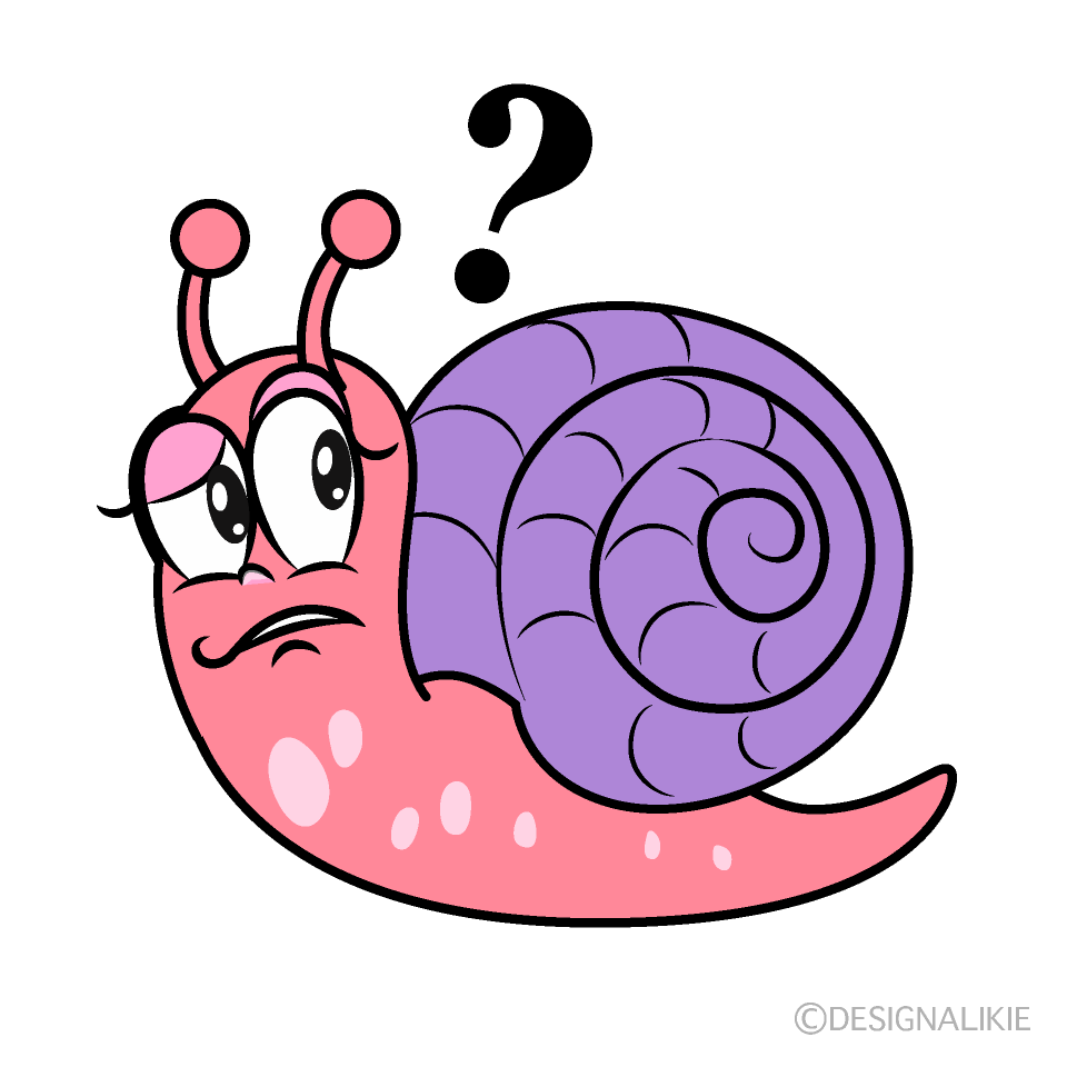 Thinking Pink Snail Cartoon Character Image