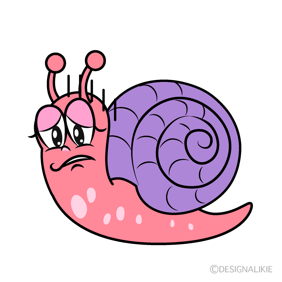 Depressed Pink Snail Cartoon Character Image